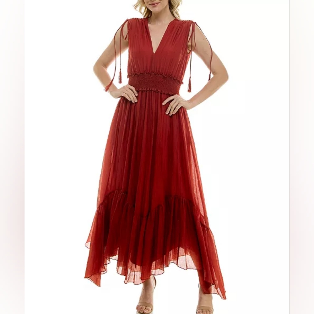 New Xs Women's V-Neck Handkerchief-Hem Dress